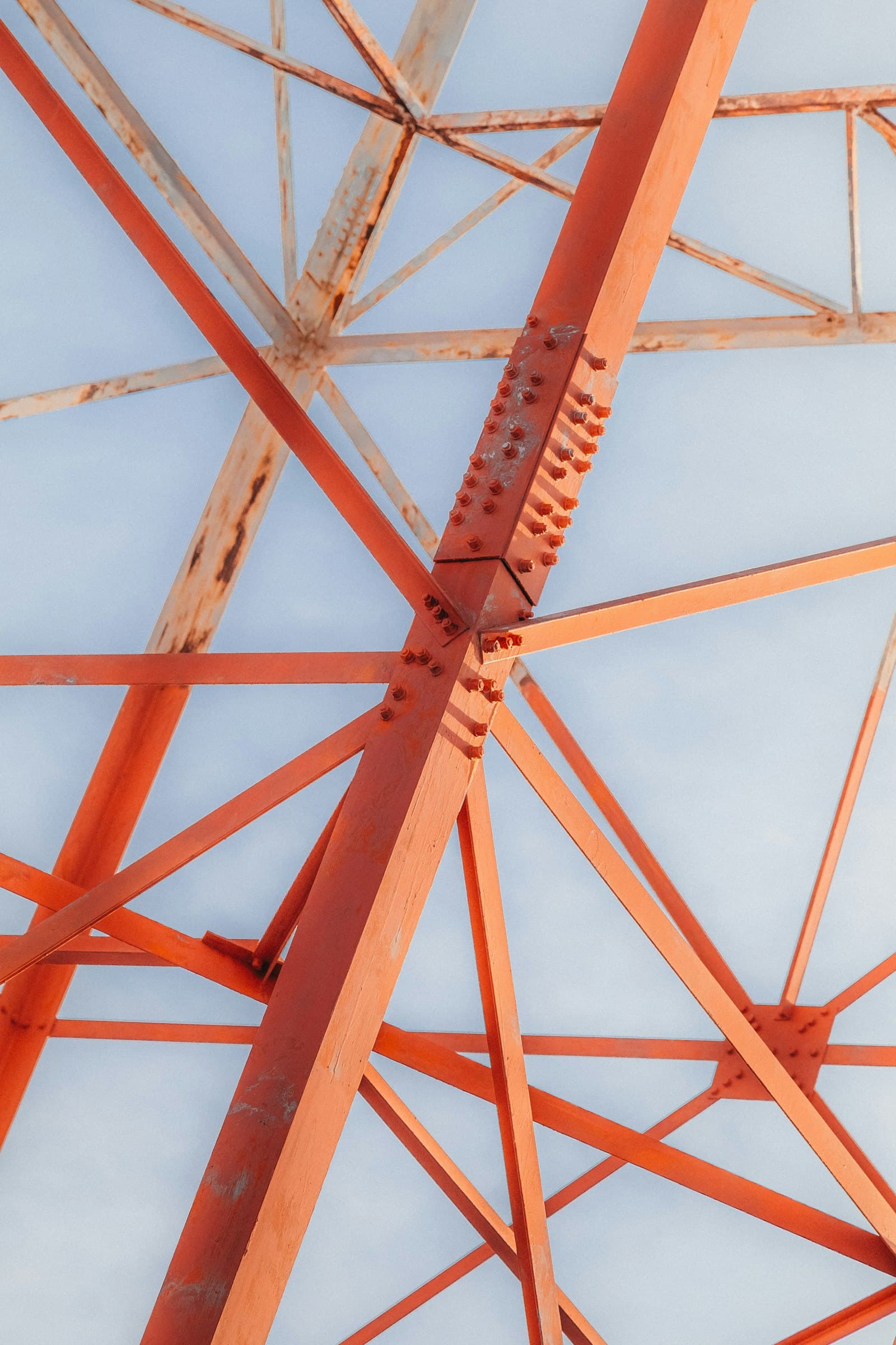 Painted structural steel framework